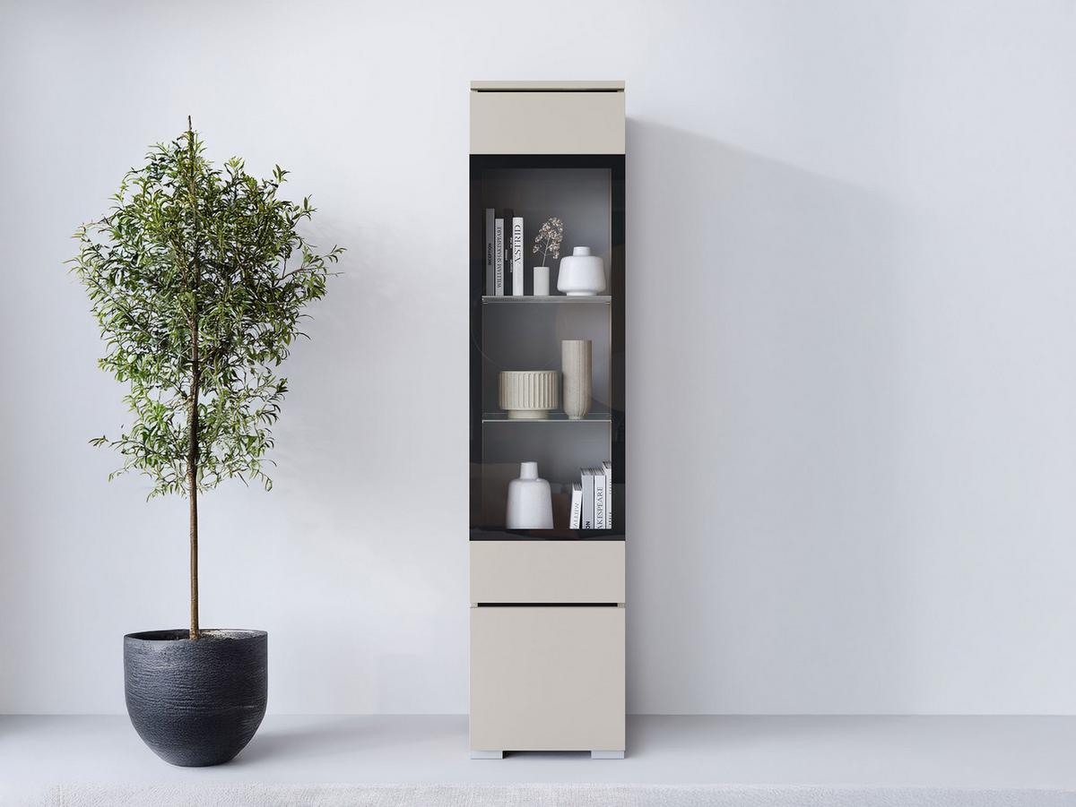 HÄNGEVITRINE Vera 002 mit LED Beleuchtung - Kaschmir/Alufarben, Holzwerkstoff/Kunststoff (30/130/33cm) - MIRJAN24