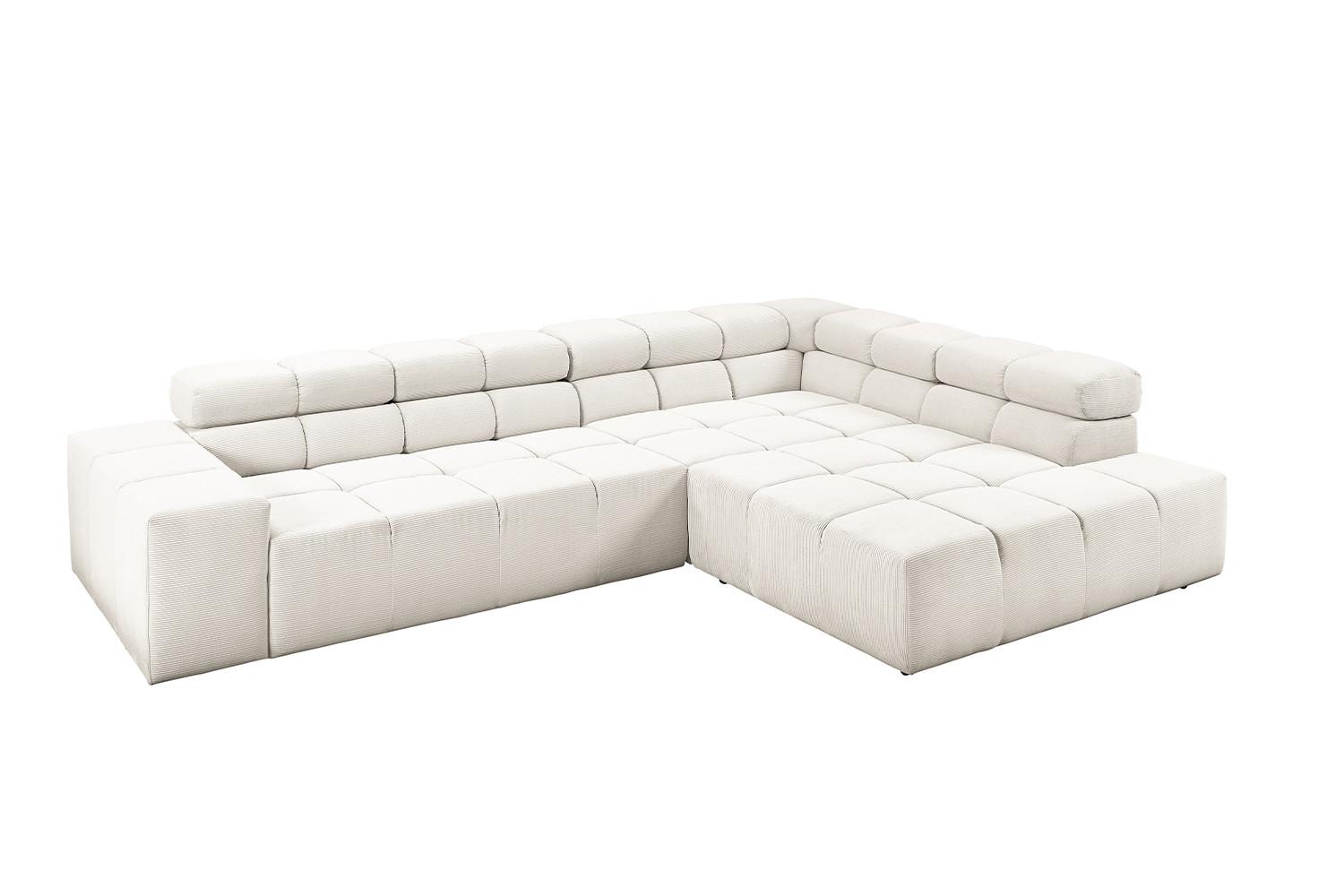 ECKSOFA NEVADA Weiß Cord - Schwarz/Weiß, Kunststoff/Textil (319/215cm) - KAWOLA