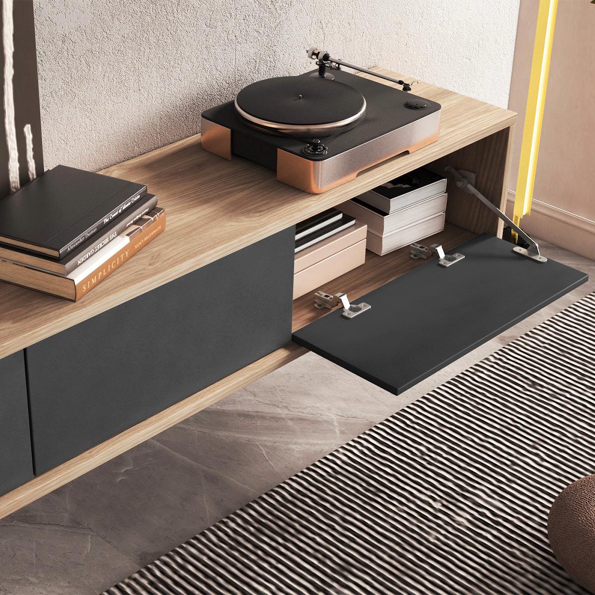 TV-MÖBEL Idra Grau und Holz - Grau, Holzwerkstoff (180/32/36cm) - Petits-meubles