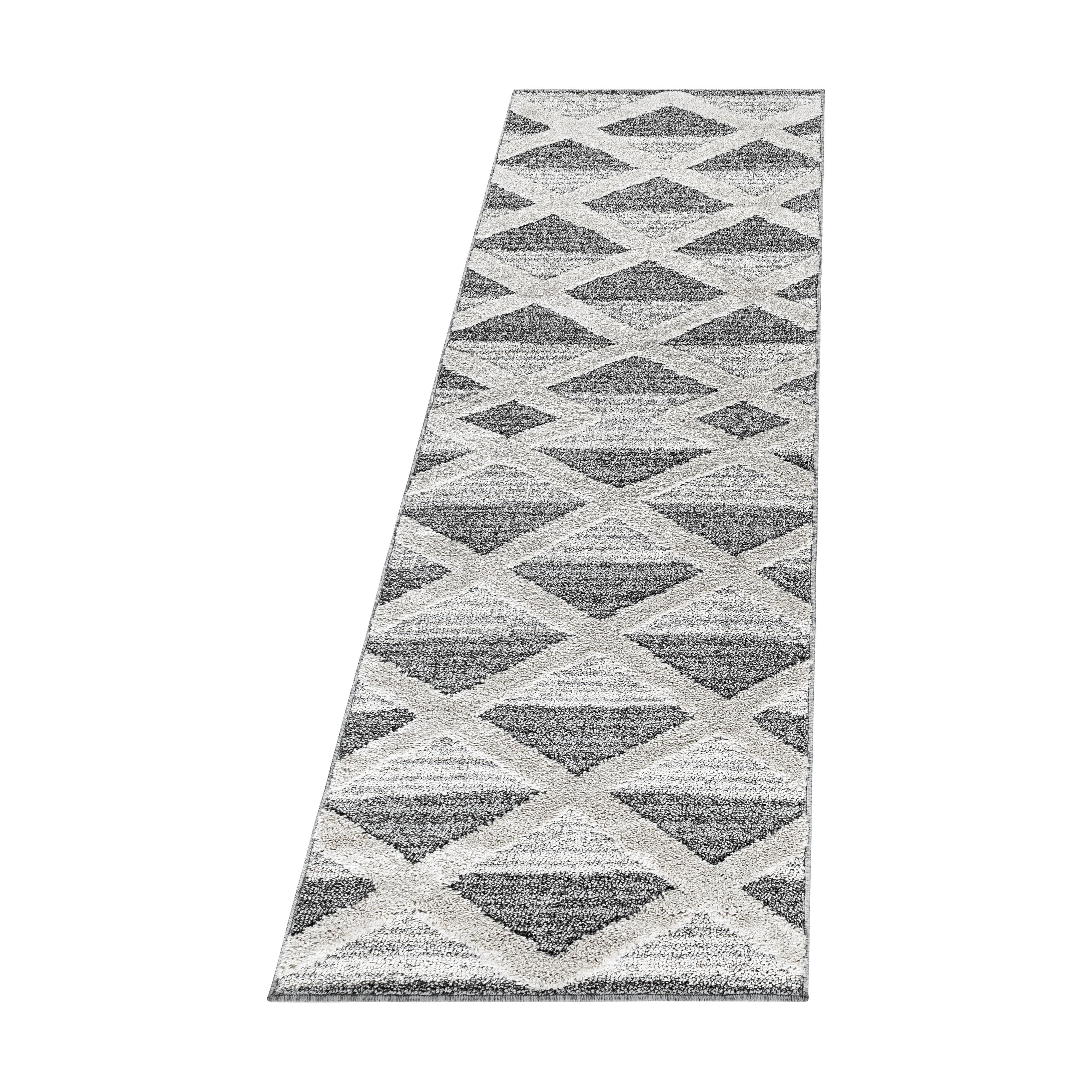HOCHFLORTEPPICH EISACK, geometrisch, Florhöhe 20 mm, Grau, 80 x 250 cm - Grau, Textil (250/80cm) - KADIMA DESIGN