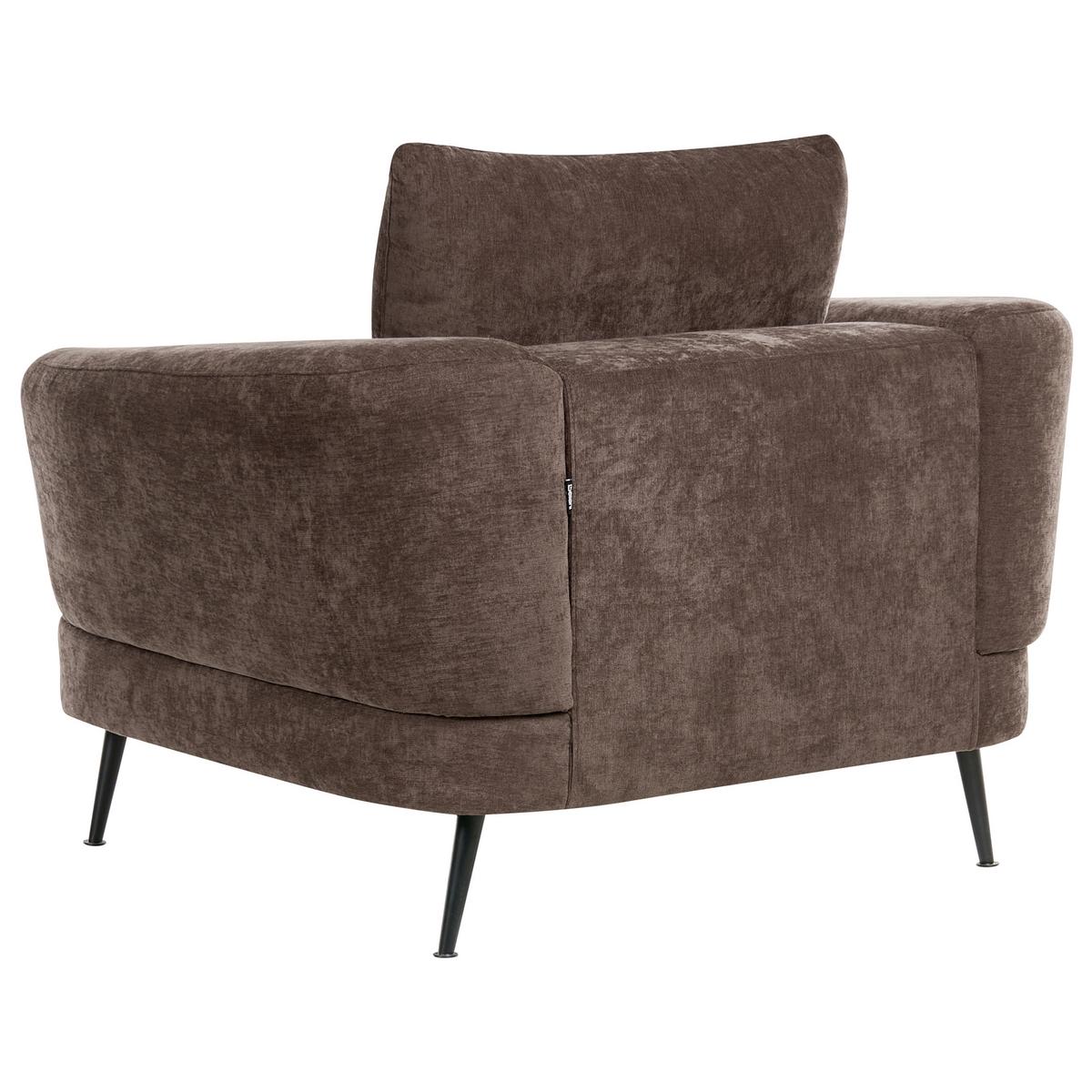 SOFA-SET 3-Sitzer Chenillegewebe Dunkelbraun Kjaer - Schwarz/Braun, Textil (155/100/100cm) - Beliani