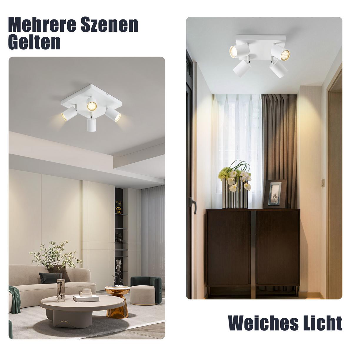 DECKENSTRAHLER Baunach 4-flammig 25/25/14.4 cm - Weiß, Metall (25/25/14.4cm) - Nettlife