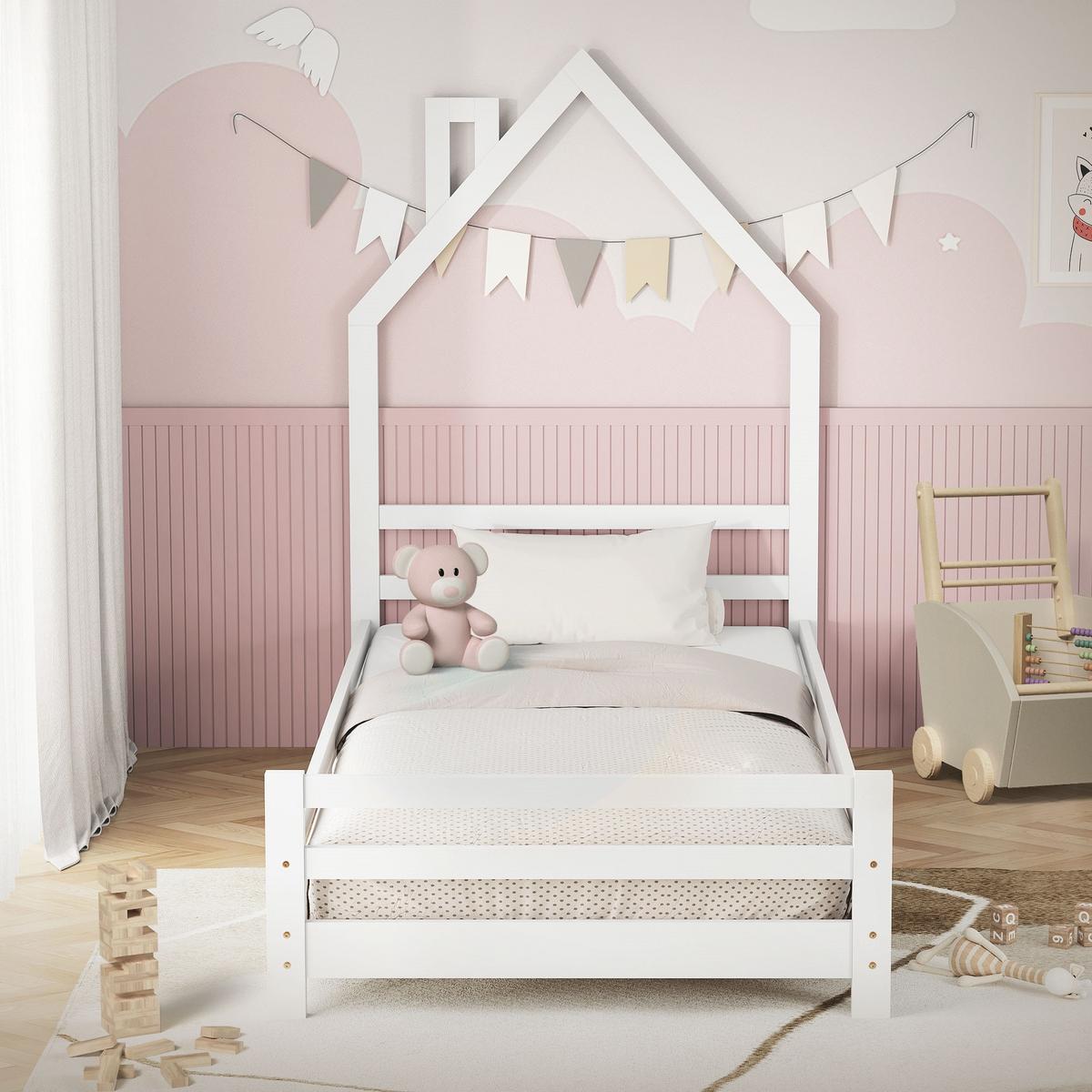 KINDERBETT Haus 90x200 cm Weiß - Weiß, Holz (90/200cm) - ML-DESIGN