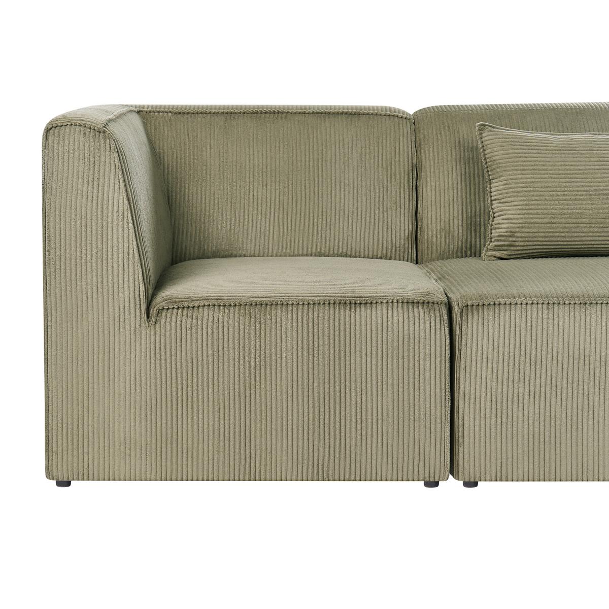 ECKSOFA Modul 4-Sitzer linksseitig Grün Cord mit Ottomane Lemvig - Grün, Textil (250/166cm) - Beliani