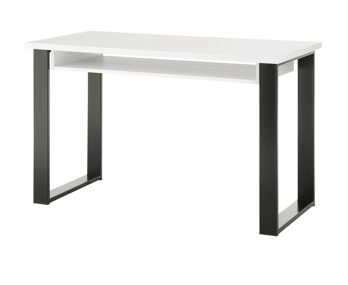 BÜROMÖBEL-SET Set weiß Pinie, anthrazit Landhaus mit Aktenregal, Kommode - Anthrazit/Weiß, Holzwerkstoff (60/377/200cm) - Furn.Design