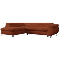 ECKSOFA PEDRO L Orange Plüsch - Links Seite - Schwarz/Orange, Textil/Metall (208/273cm) - MKS