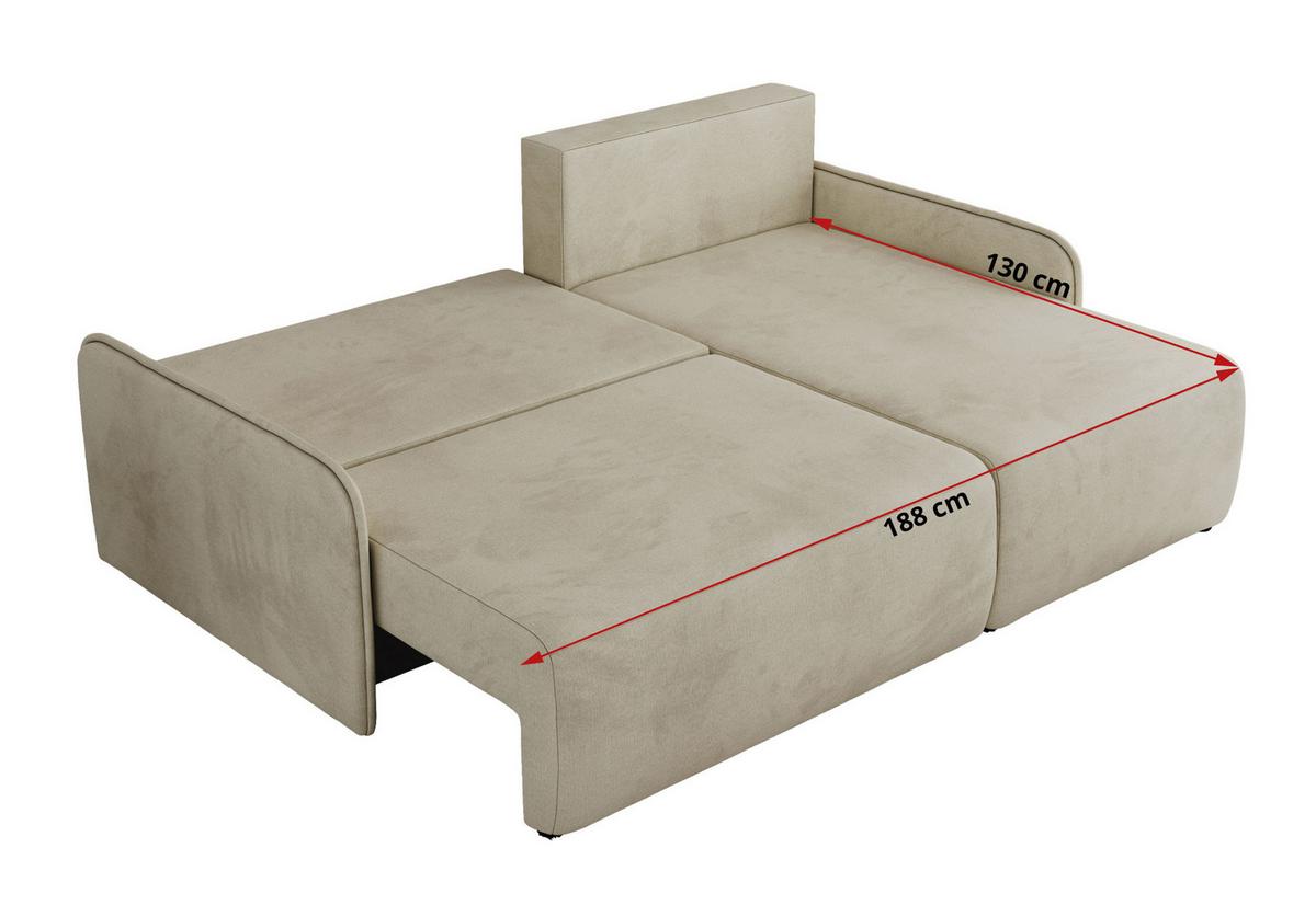 ECKSCHLAFSOFA ARPA L Beige Velvet - links - Beige/Schwarz, Kunststoff/Textil (198/150cm) - MKS
