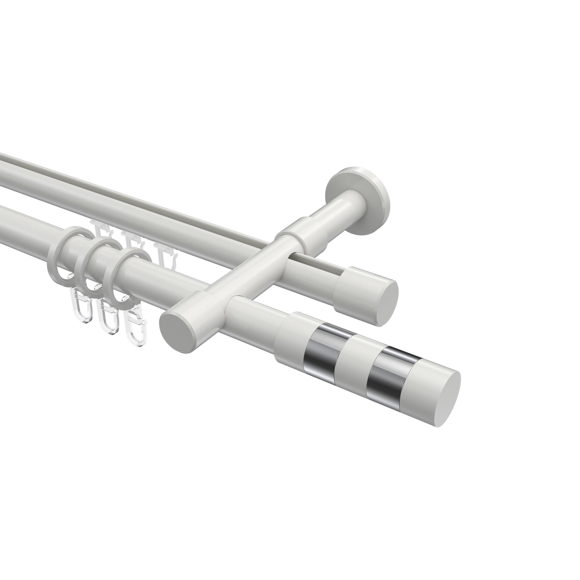 GARDINENSTANGE RUNDROHR-INNENLAUF Prestige Mavell 120 cm, 2-läufig, 20 mm Ø Weiß - Chromfarben/Weiß, Metall (120cm) - INTERDECO