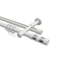 GARDINENSTANGE RUNDROHR-INNENLAUF Prestige Mavell 120 cm, 2-läufig, 20 mm Ø Weiß - Chromfarben/Weiß, Metall (120cm) - INTERDECO