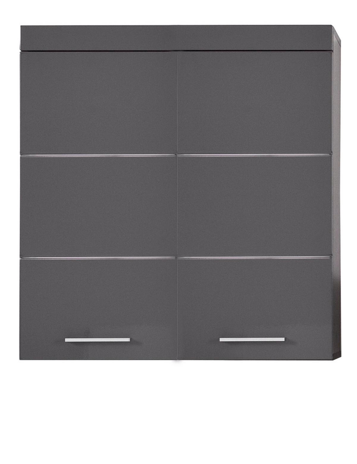 HÄNGESCHRANK grau Hochglanz 73 x 77 cm, Badschrank 2-türig hängend - Grau, Holzwerkstoff/Kunststoff (73/77/23cm) - Top.Furn