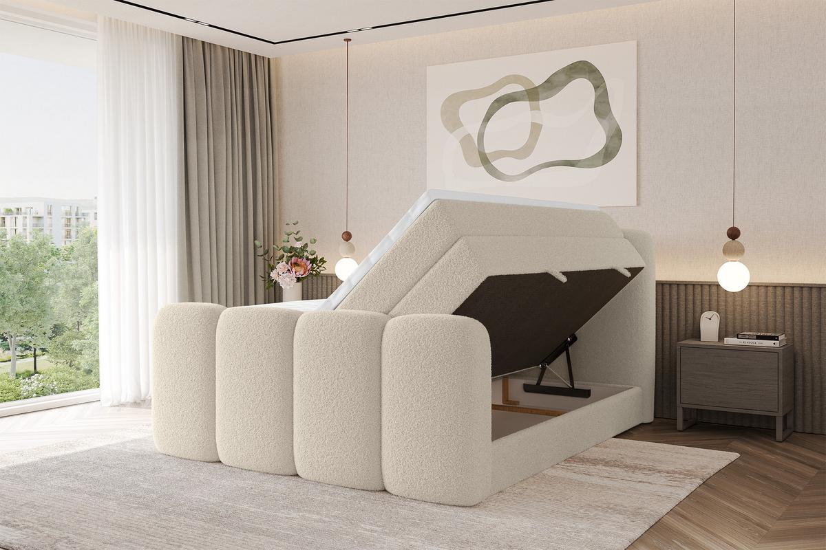 BOXSPRINGBETT mit Matratze H3/H4 - NINA-Z KING - 200x200 cm Dunkelbeige - Baltimorefarben, Holzwerkstoff (200/200cm) - ALTDECOR