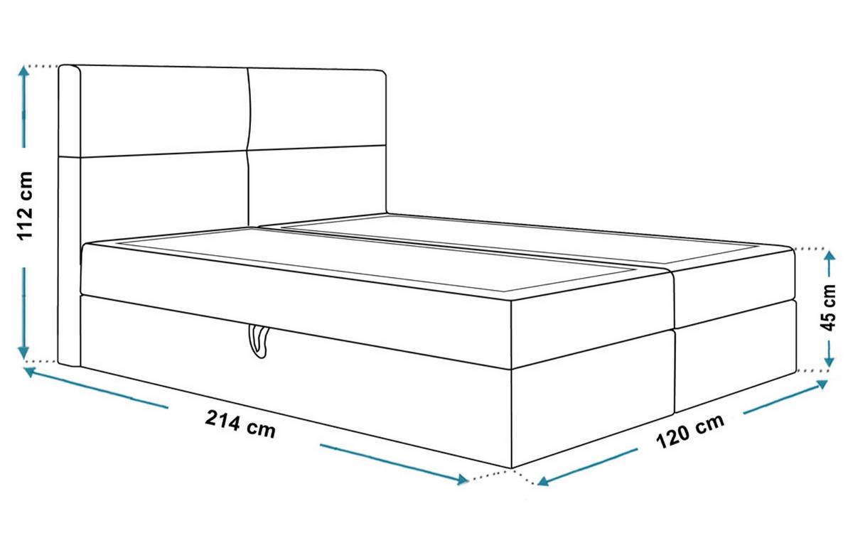 BOXBETT LIZBONA mit 2 Bettkästen, 120x200, Farbe: Schwarz, Velourstoff, Doppelbett mit Bonell-Matratze - Schwarz, Holz/Kunststoff (120/200cm) - Alpi-Möbel