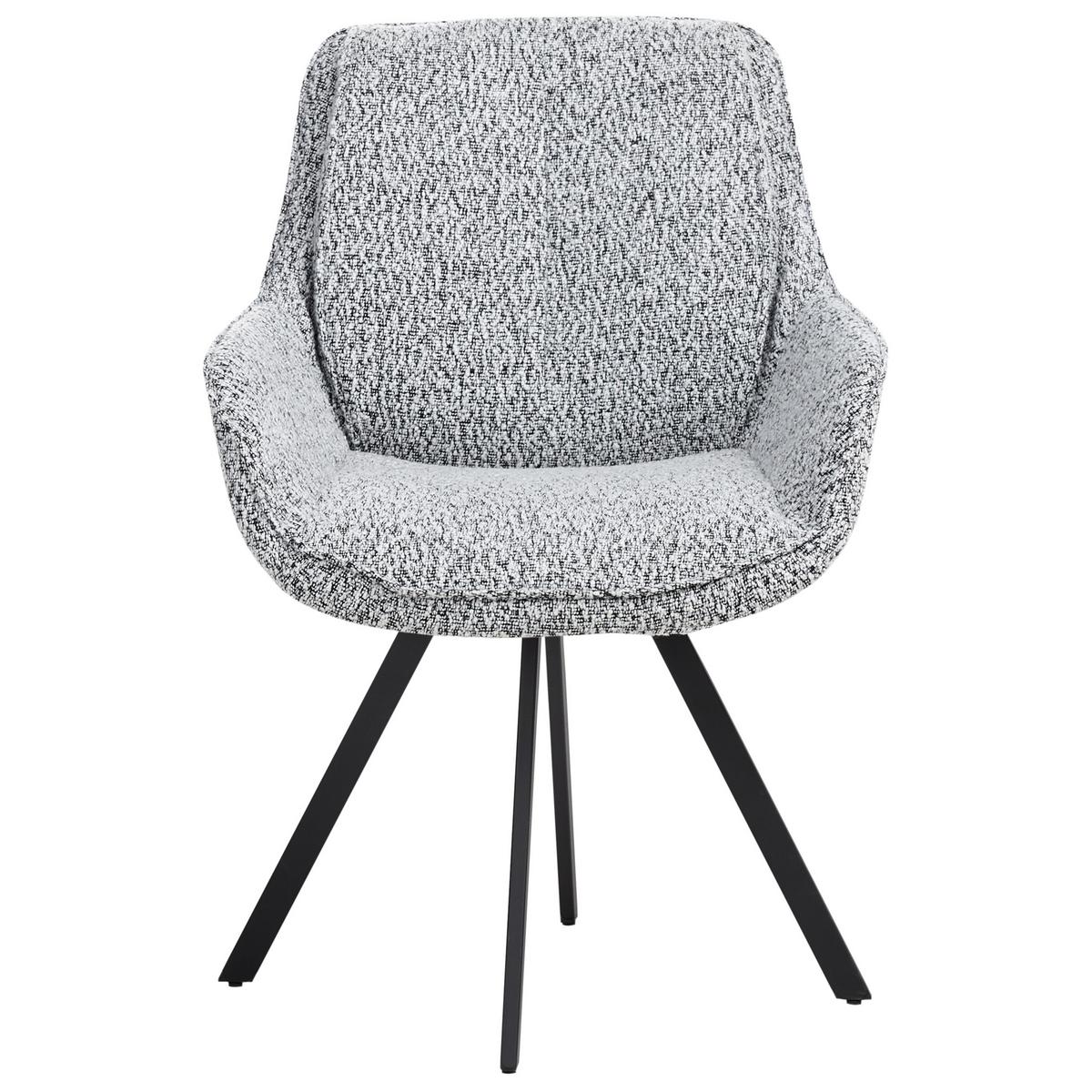 ESSZIMMERSTUHL drehbar Bouclé Schwarz/Weiß Marcellus - Weiß, Textil (59/87/60cm) - Beliani