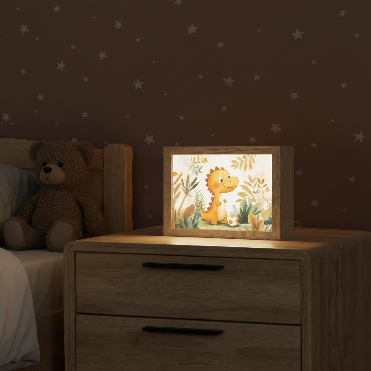 NACHTTISCHLAMPE Dino - Fußball - Orange 20x15 cm - Beige, Holzwerkstoff (8/20/15cm) - OnlyWow