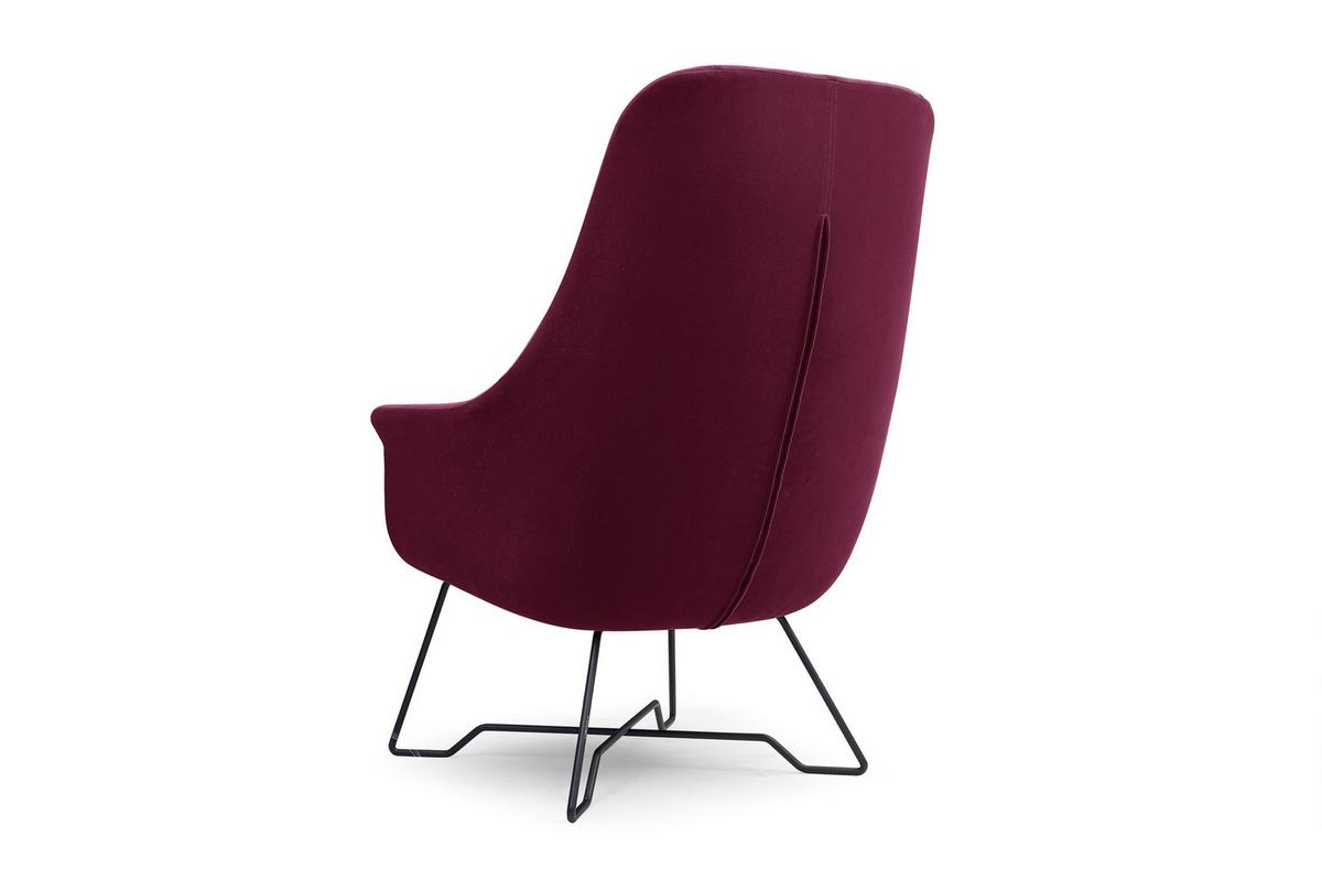 SESSEL SEDUTA, Modern Polstersessel Loungesessel, Velours-Stoff Dunkelrot - Dunkelrot, Holz/Metall (72.5/101.5/83cm) - MASSENO