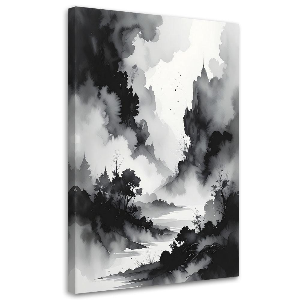 LEINWANDBILD Abstraktion 70x100cm - Schwarz, Textil (70/100cm) - Feeby