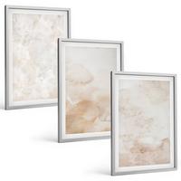 BILDER SET 3er Set - 40x60 cm Silberner Rahmen - Modische Pastelltexturen - Silberfarben, Kunststoff (40/60cm) - TULUP