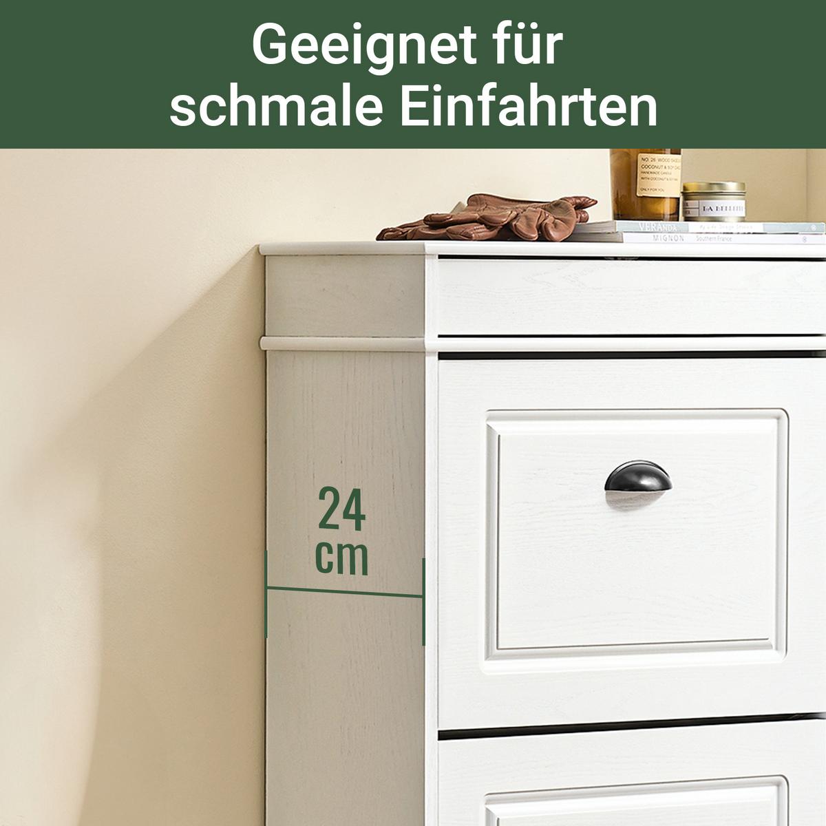 SCHUHSCHRANK mit 3 Klappen, Weiß 53x118x24cm - Weiß, Holzwerkstoff (53/118/24cm) - SoBuy