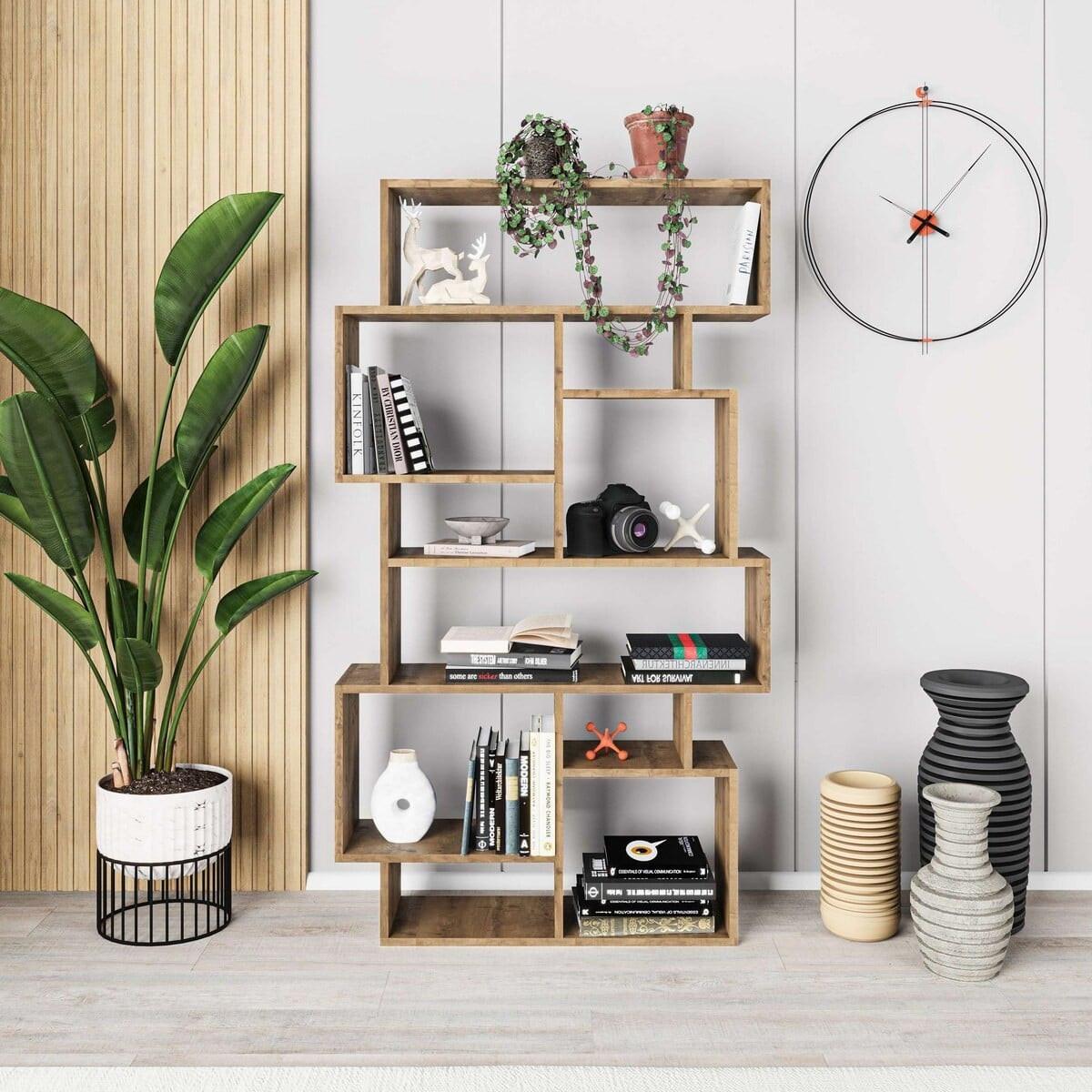 BÜCHERREGAL mit Fächern 96/25/168 cm - Beige, Holzwerkstoff (25.5/168.5/28cm) - Calicosy