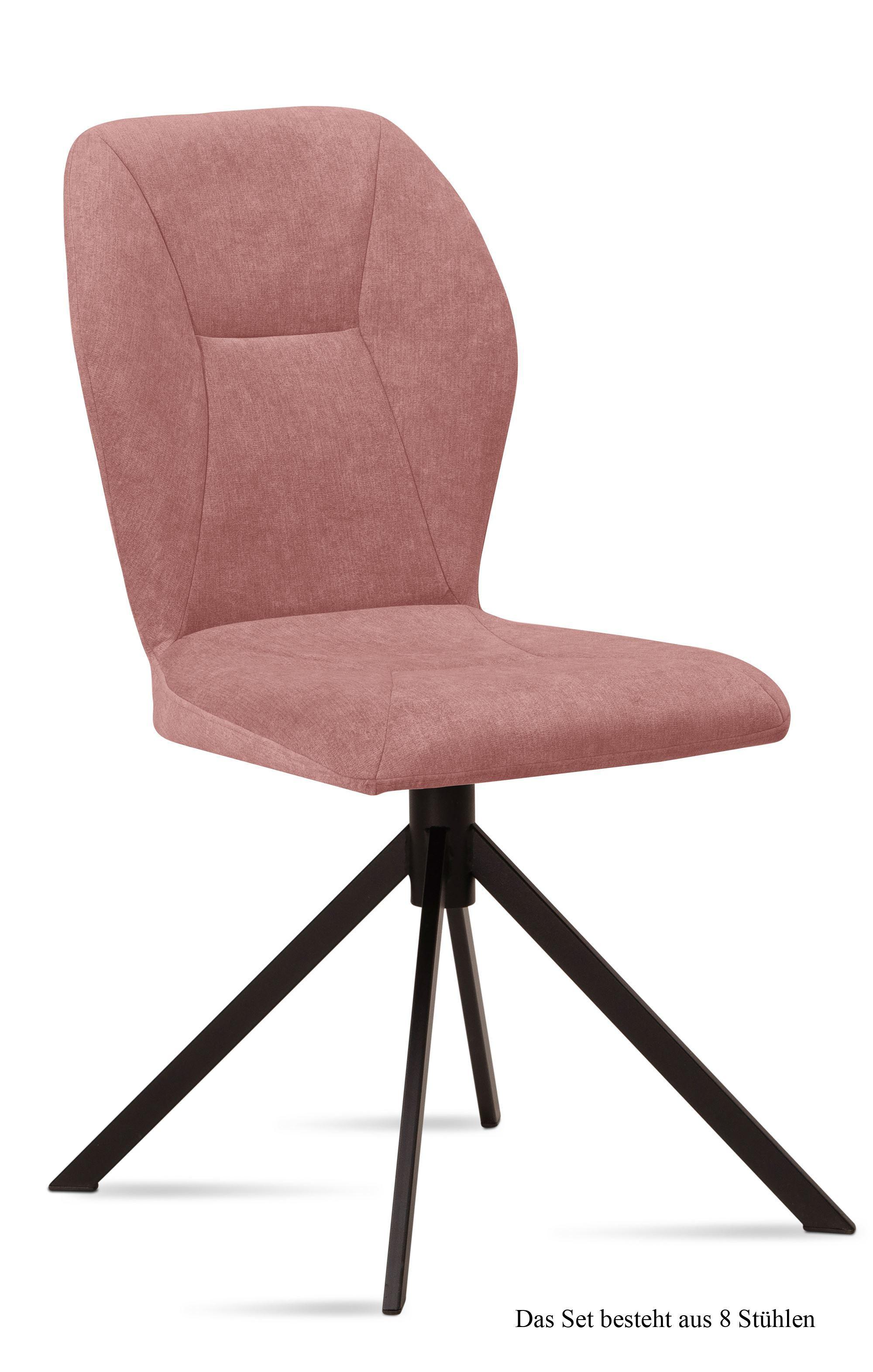ESSZIMMERSTUHL (8er-Set) Dusca 51x92x60 Schwarz/Rosewood - Dunkelrosa/Schwarz, Kunststoff (60/92/51cm) - 58aufmkessel