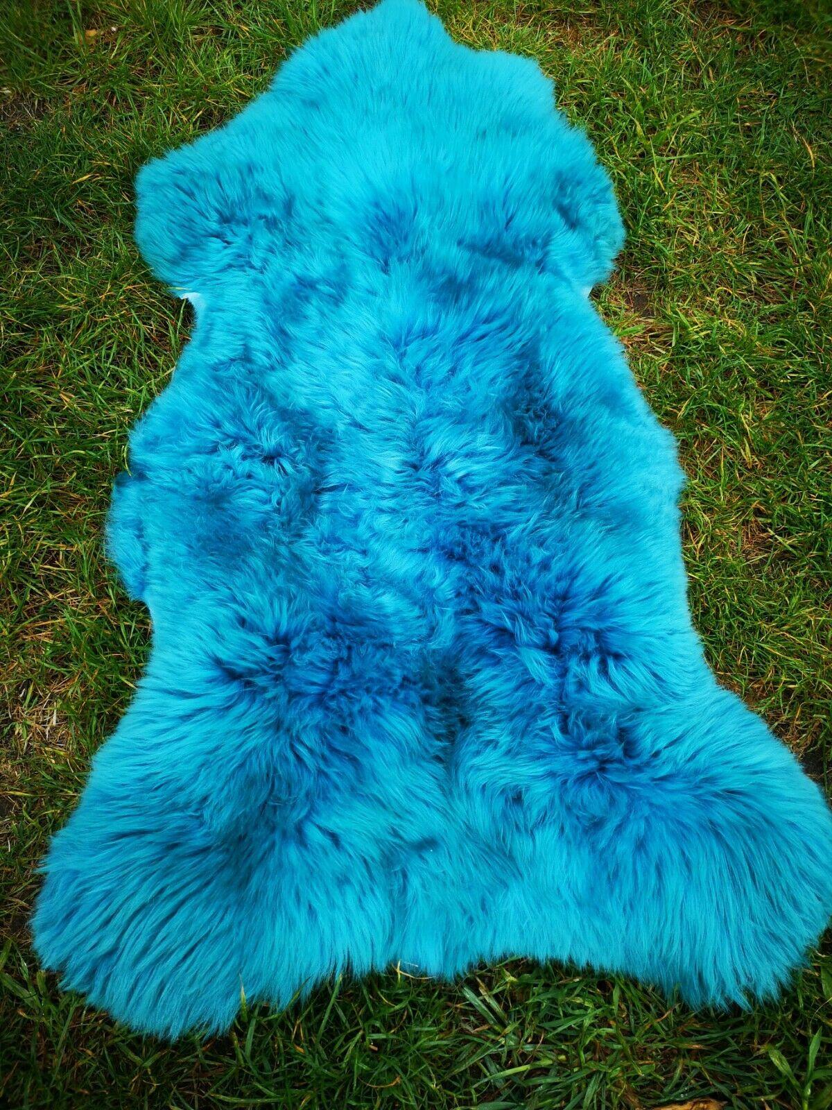 FELL Öko Lammfell Schaffell Aquamarin Blau ca. 135 cm - Blau, Fell (80/135cm) - Provellus