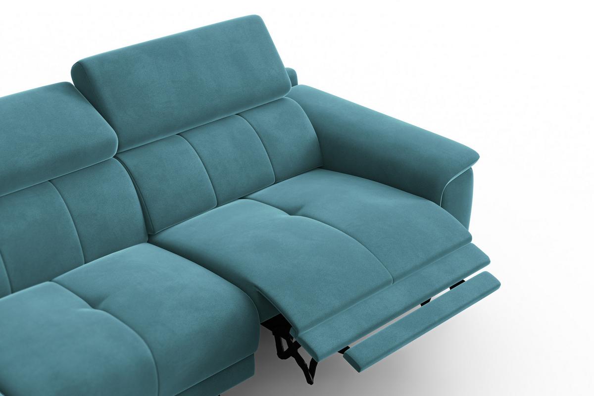 ECKSOFA FIERO 4-Sitzer LINKS, Minter Veloursstoff - Schwarz/Mintgrün, Holz/Textil (288/170cm) - Courtois Laville