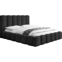 POLSTERBETT Serenity mit Bettkasten, Schwarz Samt 200x200 cm - Schwarz Hochglanz/Schwarz, Holzwerkstoff/Kunststoff (200/200cm) - WFL GROUP