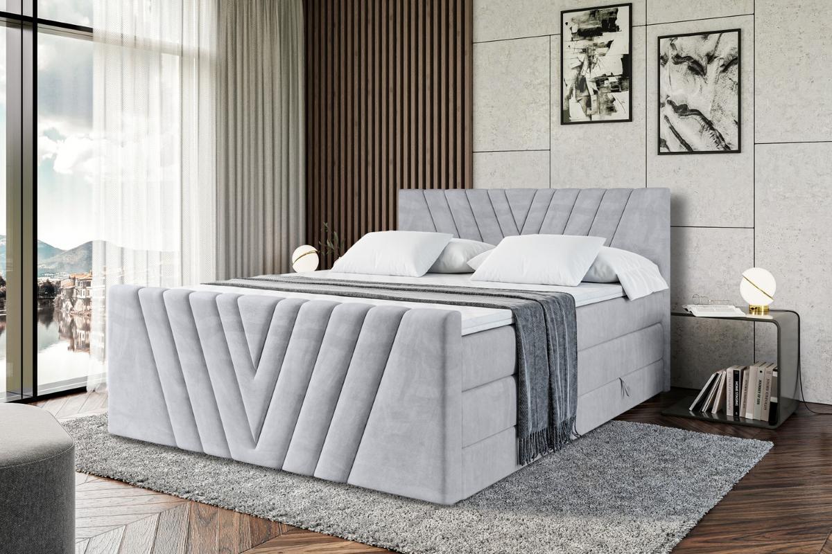 BOXSPRINGBETT ERNINA-Z KING - 140x200 - H3/H4 - Hellgrau - Hellgrau, Holzwerkstoff (140/200cm) - ALTDECOR
