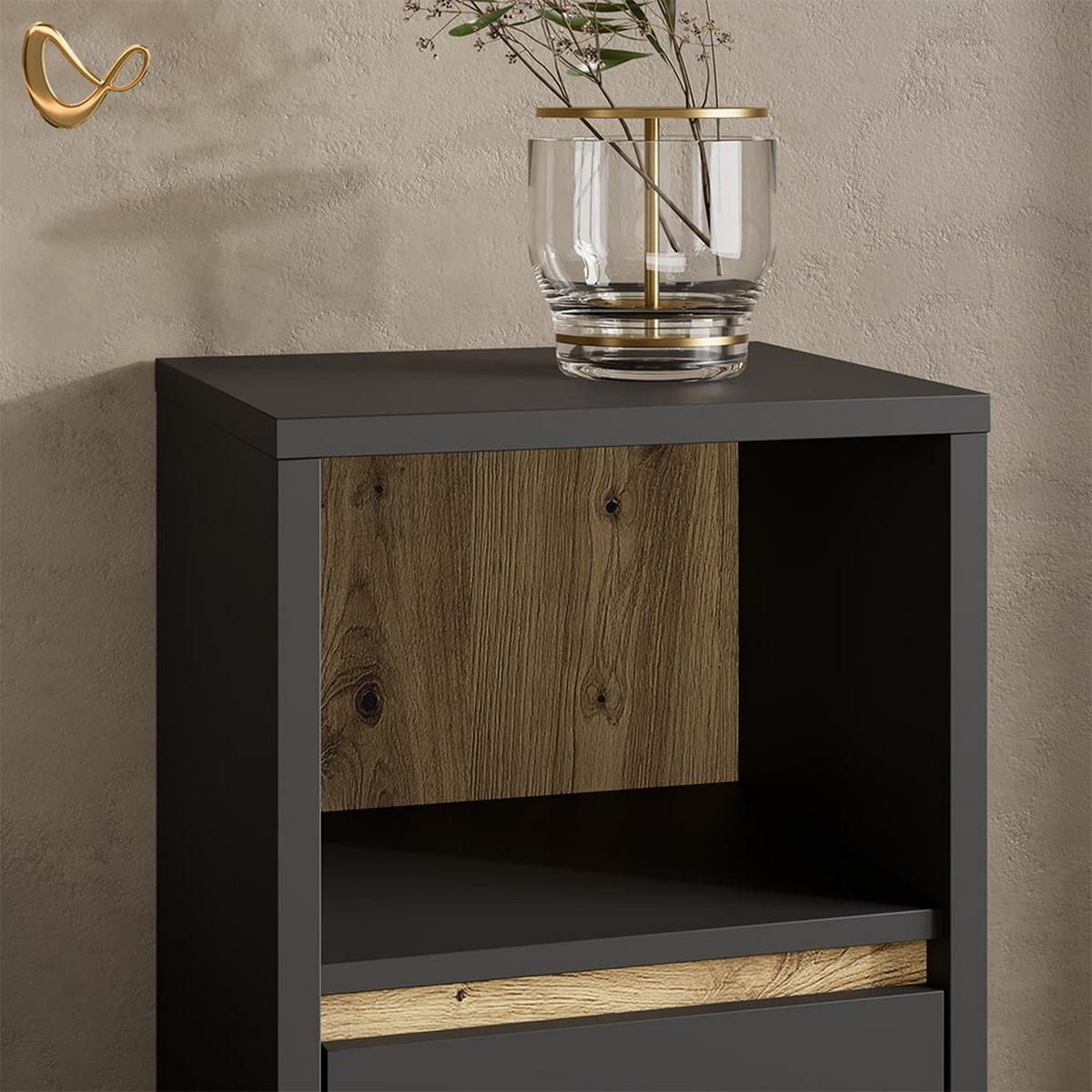 BADMÖBEL-SET Vomano Anthrazit 3 Teile, mit Midischrank - Anthrazit, Holzwerkstoff (100/75/45cm) - Livinity®