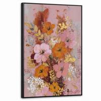 LEINWAND Bilder mit Rahmen - Malerei - Blumen - Rustikal - Rosa - 60x90 - Altrosa, Textil (60/90cm) - MuchoWow