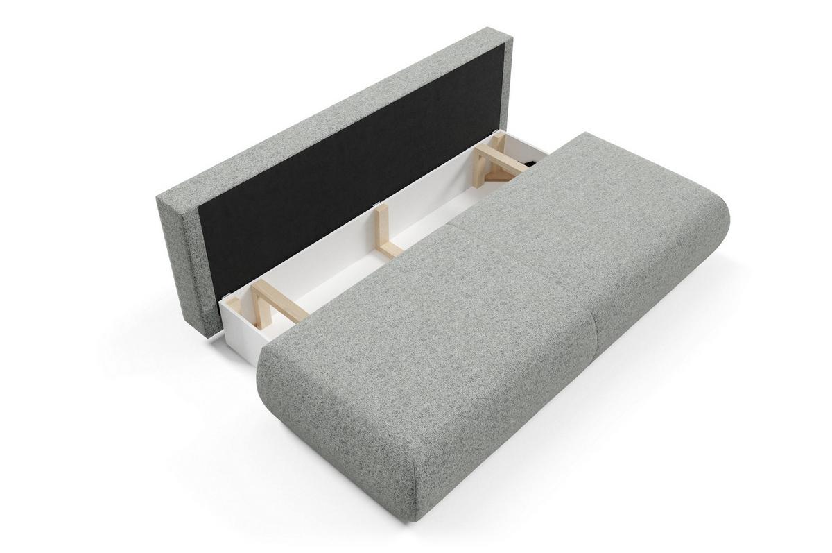 BETTSOFA DELTA Grau Geflochtener Stoff mit Schlaffunktion - Grau, Holz (214/74/100cm) - MASSENO