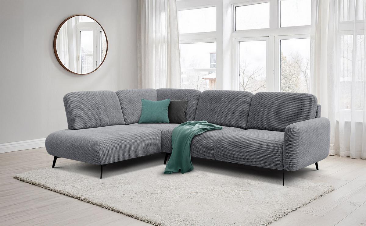 ECKSOFA FEBE 5-Sitzer links, grau - Schwarz/Grau, Holz/Textil (271/190cm) - Wozimo