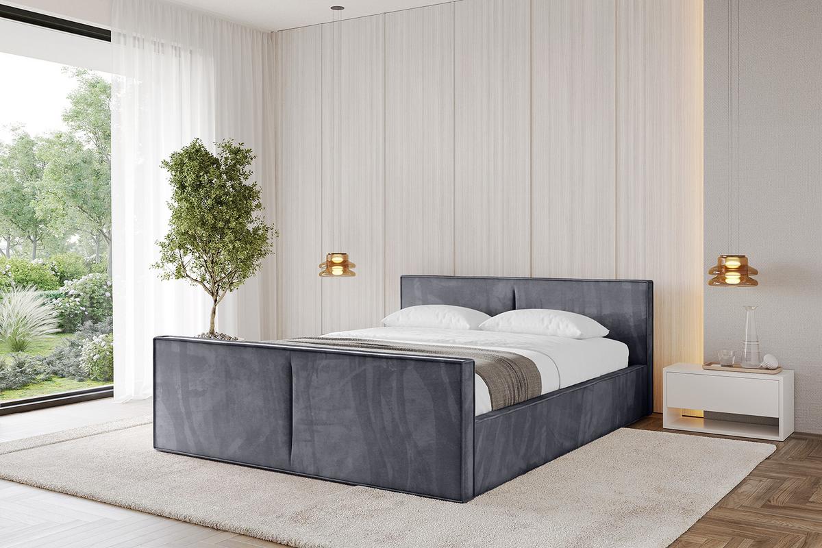 POLSTERBETT mit Bettkasten, Fußteil und Lattenrost, Boxbett mit Matratze H3/H4 - TIVON-Z-V1 180x200 Dunkelgrau - Dunkelgrau, Holzwerkstoff/Textil (180/200cm) - ALTDECOR