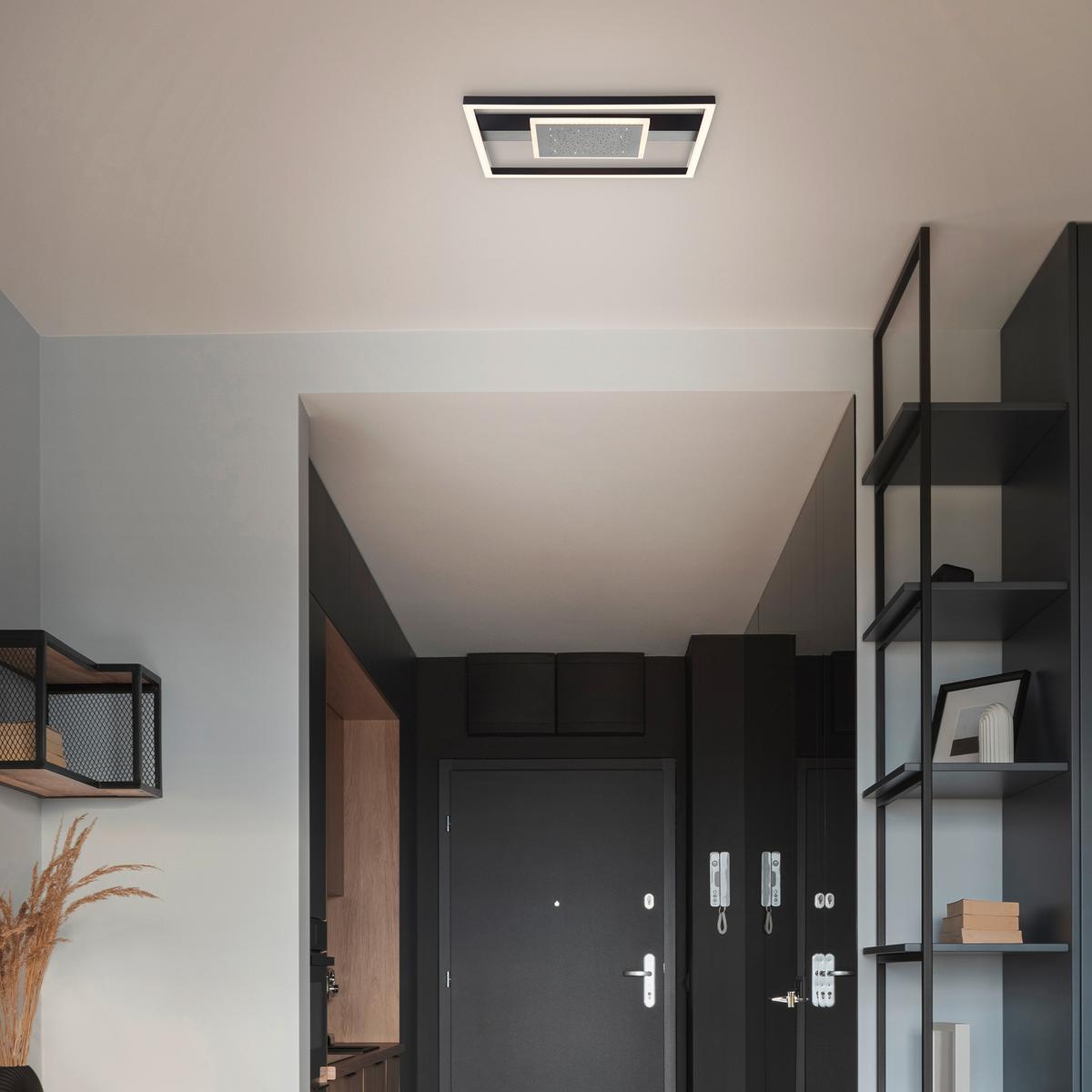 LED DECKENLEUCHTE Reno Schwarz 37/37/5 cm - Schwarz, Metall (37/37/5cm) - Brilliant
