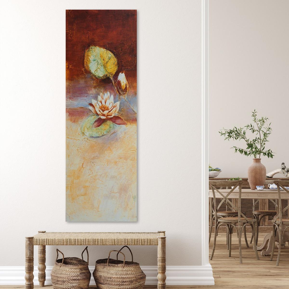 WANDBILD seerosenblüte wie handgemalt - Orange, Textil (30/90cm) - Feeby