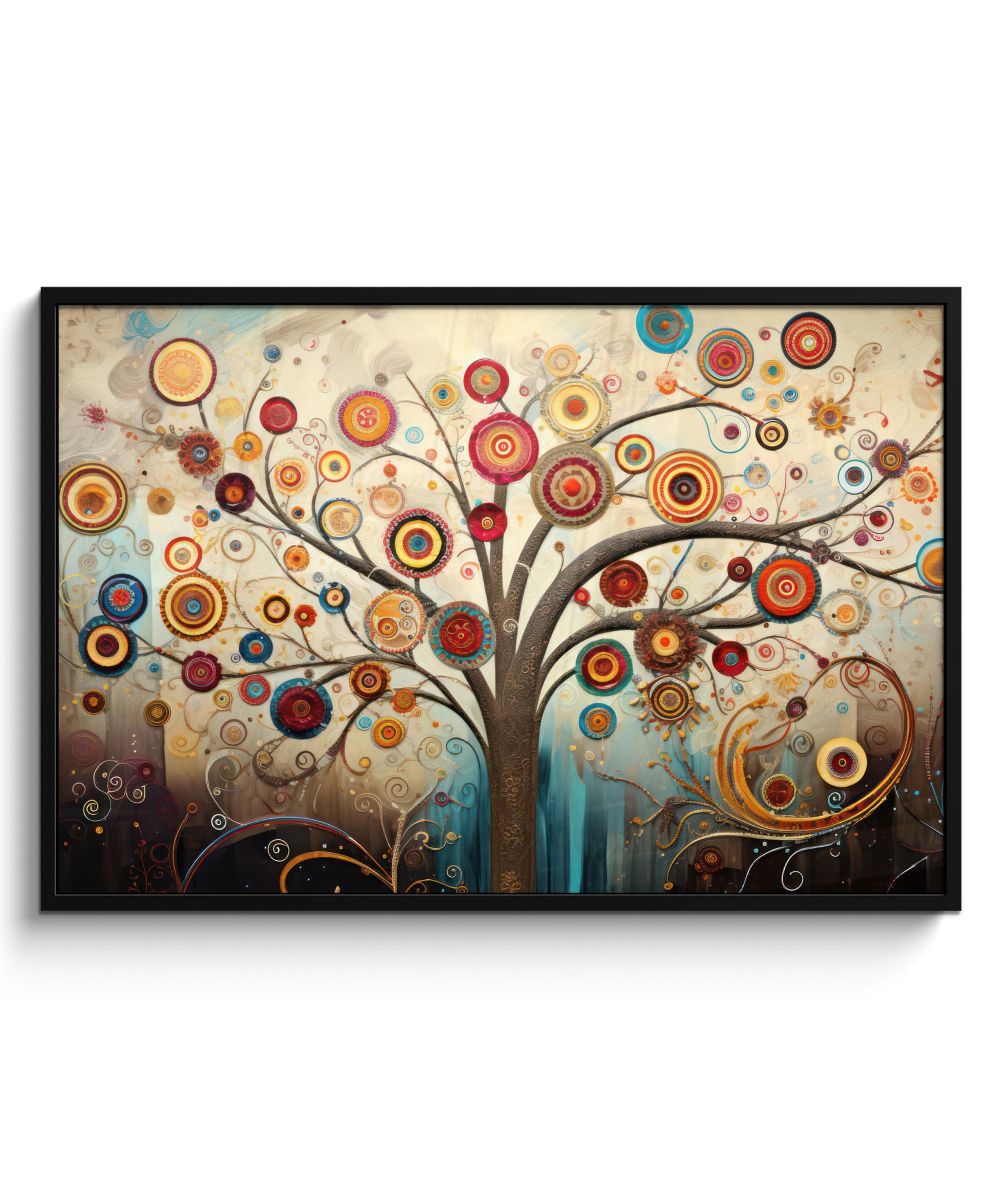 POSTER MIT RAHMENGERAHMTES BILD Baum - Baum des Lebens - Farbe 120x80 cm - Braun, Papier (120/80cm) - MuchoWow
