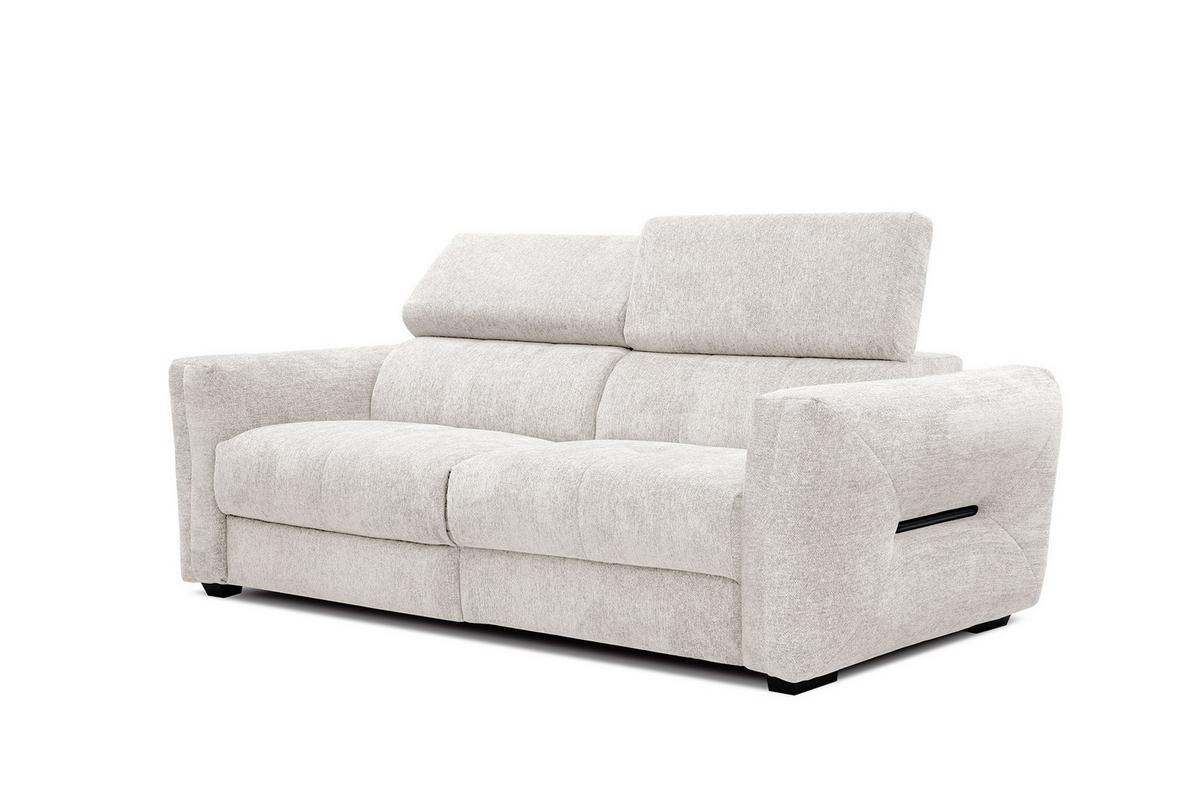 SOFA CALVERA 3-Sitzer mit 1 Relaxfunktion, weiß - Weiß, Holzwerkstoff/Textil (204/79/106cm) - Wozimo