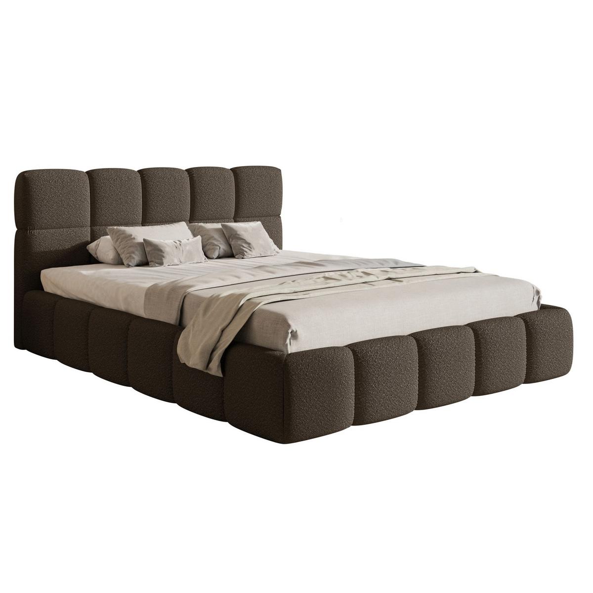 POLSTERBETT Cloudy Braun Bouclé, Bettkasten & Lattenrost, 120x200 cm - Schwarz/Braun, Kunststoff/Textil (120/200cm) - Selsey