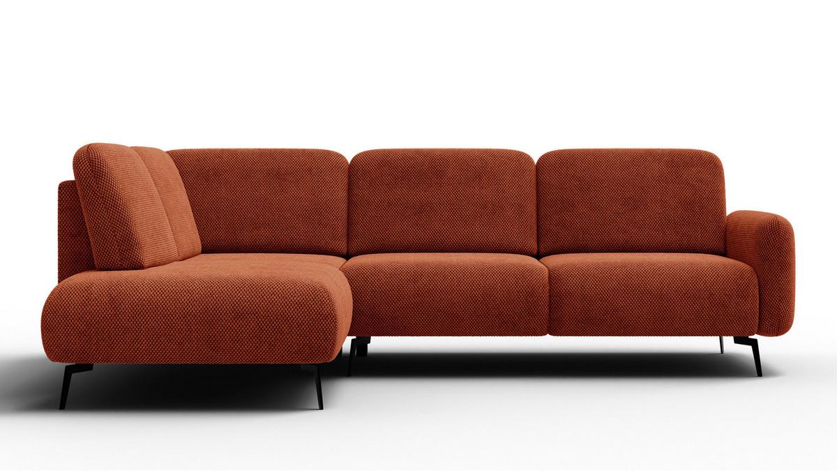 ECKSOFA FEBE 5-Sitzer links, dunkelorange - Dunkelorange/Schwarz, Holz/Textil (271/190cm) - Wozimo