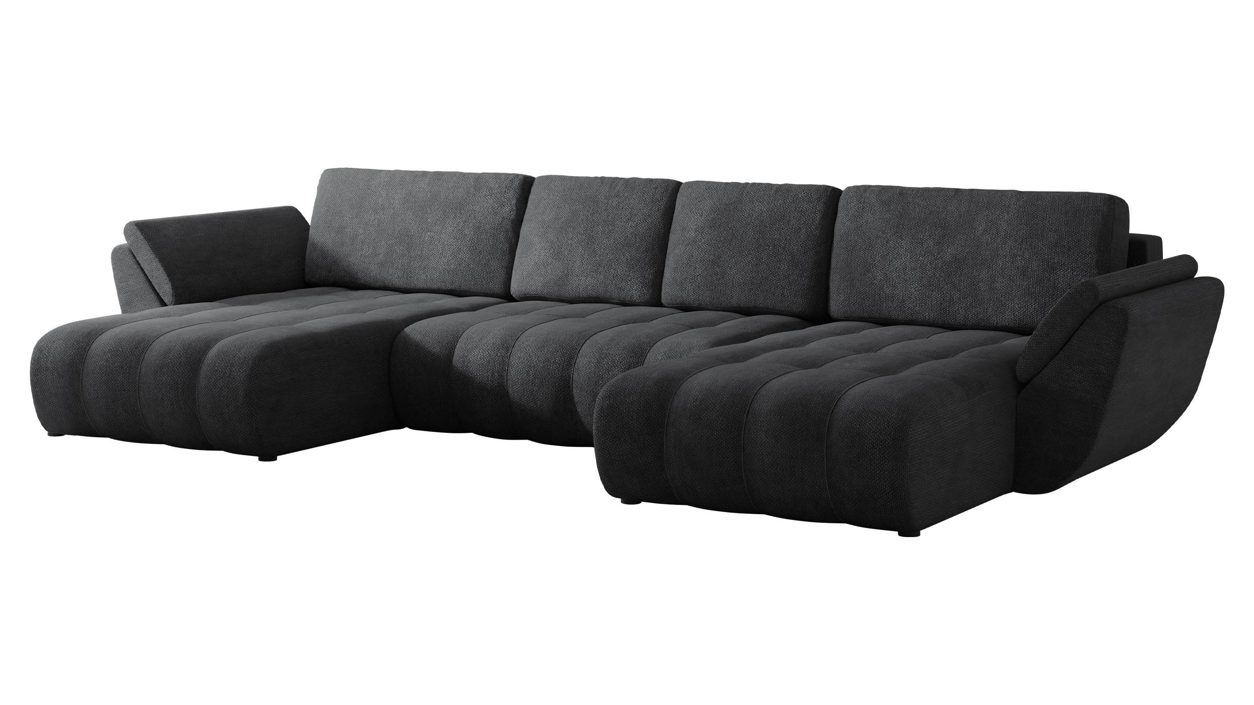 WOHNLANDSCHAFT Faro U - Dunkelgrau/Schwarz, Holz/Kunststoff (383/86/195cm) - MIRJAN24
