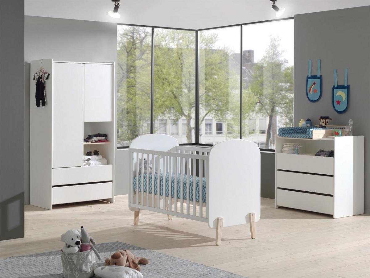 BABYZIMMEREINRICHTUNG Karilynn 3 Komplettset Massivholz+MDF Weiß - Weiß, Holz (309/180/74cm) - 58aufmkessel