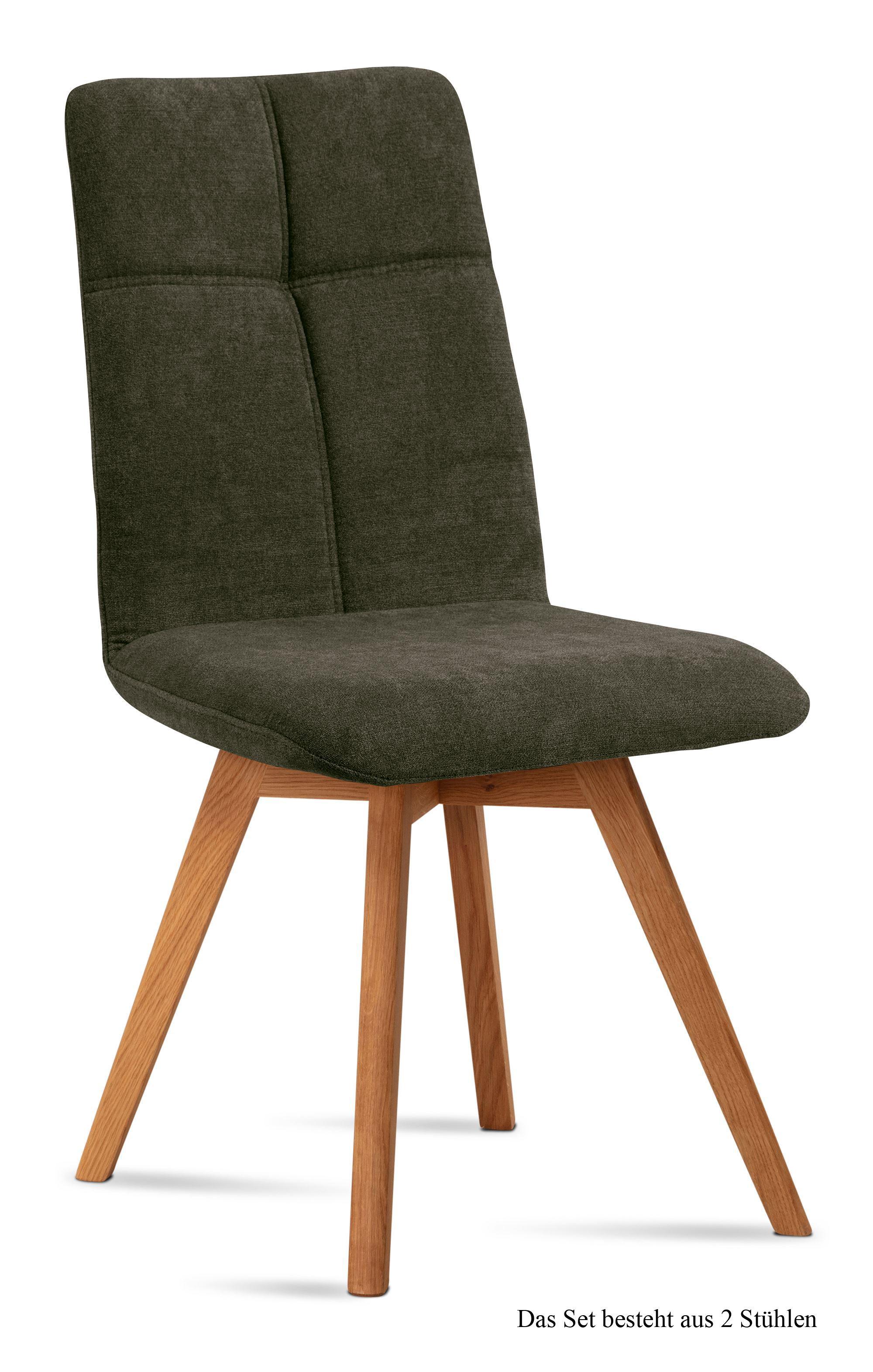 ESSZIMMERSTUHL (2er-Set) Dimut 47x92x60 Eiche geölt/Khaki - Dunkelgrün/Eichefarben, Kunststoff (60/92/47cm) - 58aufmkessel