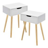 BEISTELLTISCH-SET 2 TLG. Östersund - Weiß/Naturfarben, Holz/Holzwerkstoff (29.5/40/60cm) - [en.casa]