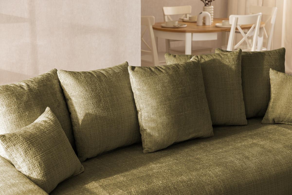 SCHLAFSOFA Calma mit Bettkasten im Bumpy-Design aus weichem Grün Chenille-Stoff - Schwarz/Grün, Holz/Kunststoff (239/88/98cm) - S-Style Möbel