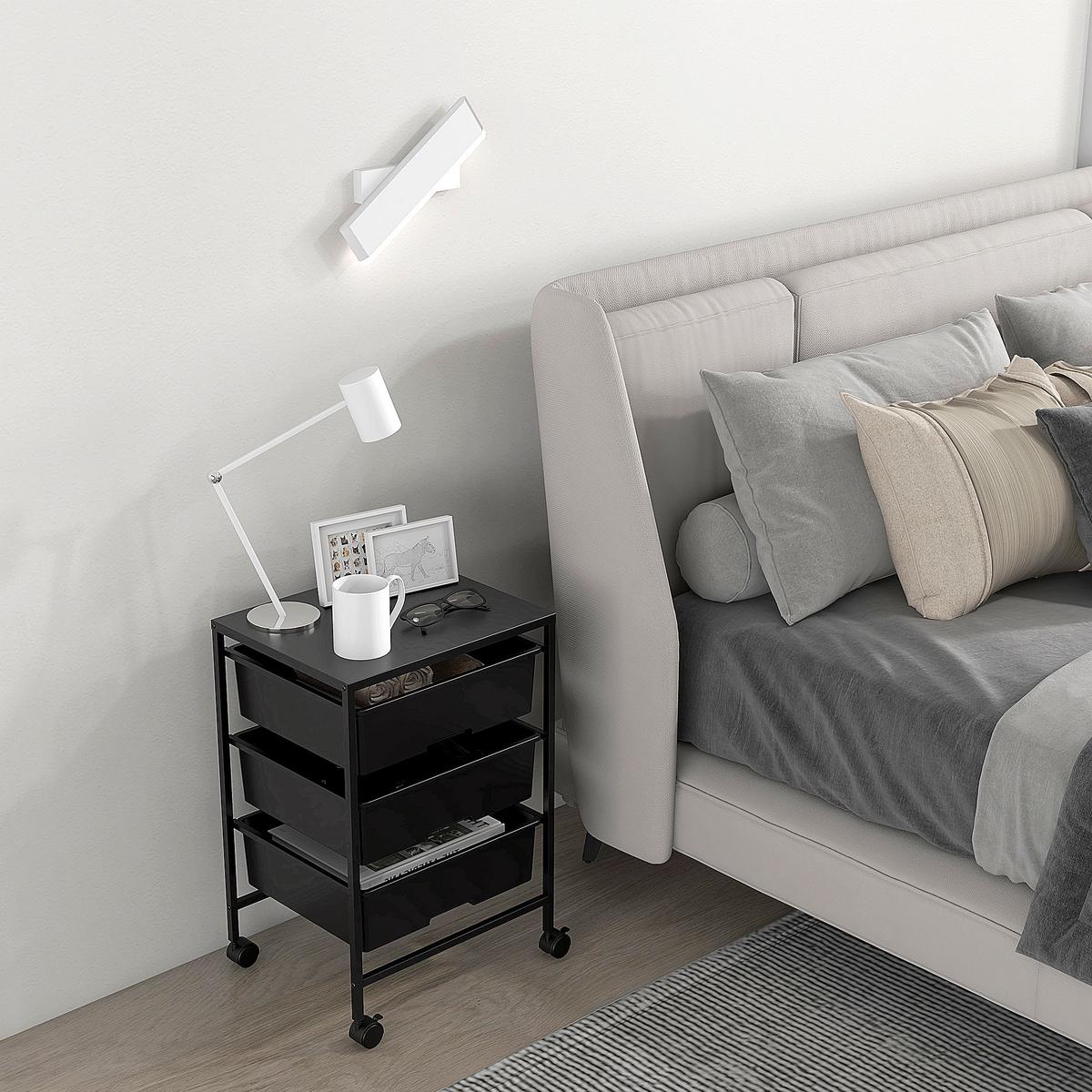 ROLLWAGEN, Servierwagen mit 3 Etagen, 40,8 x 33,5 x 60,5 cm, Schwarz - Schwarz, Metall (33.5/60.5/40.8cm) - HOMCOM