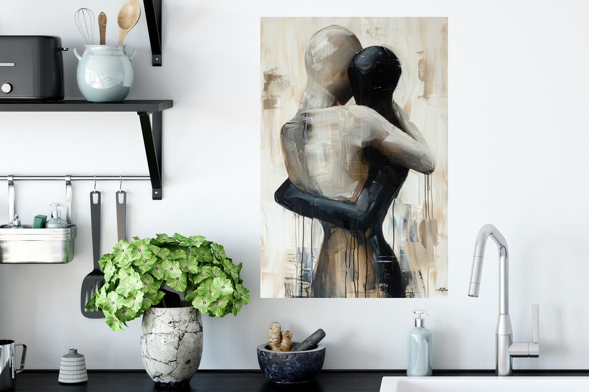 WANDTATTOO Abstrakt - Liebe - Schwarz und weiß - Modern Wandbild 40x60 cm - Schwarz, Kunststoff (40/60/0.1cm) - MuchoWow