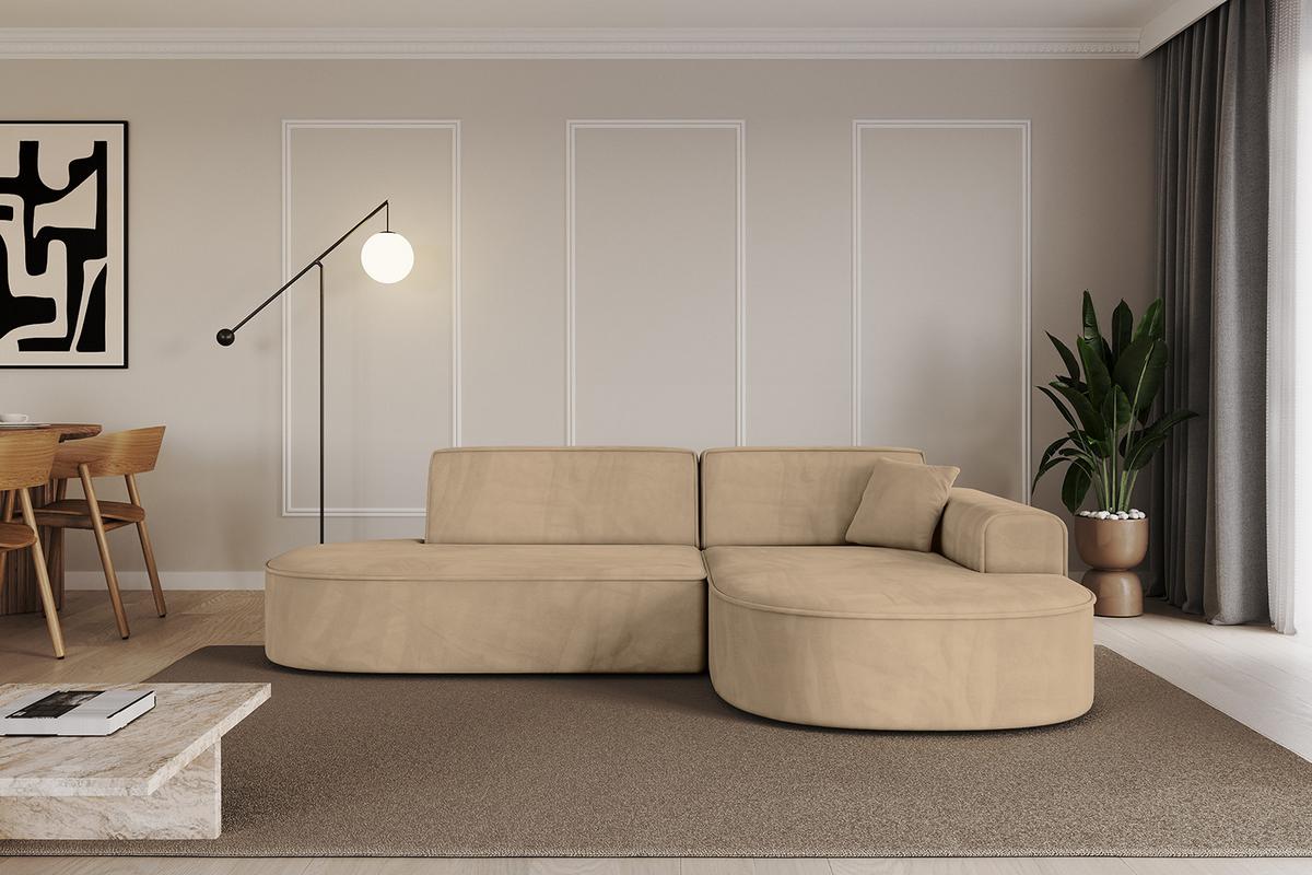 ECKSOFA Ottomane Rechts MARI-L1 - 243x171x79 cm Taupe Velours - Taupe/Schwarz, Holzwerkstoff/Kunststoff (171/243cm) - ALTDECOR