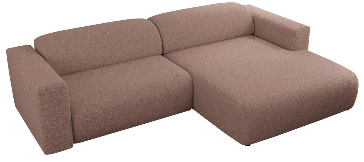 OFERTA WYCOFANA ECKSOFA PASADENA Rosa Bouclé Rechts Seite - Schwarz/Rosa, Kunststoff/Textil (288/180cm) - MKS