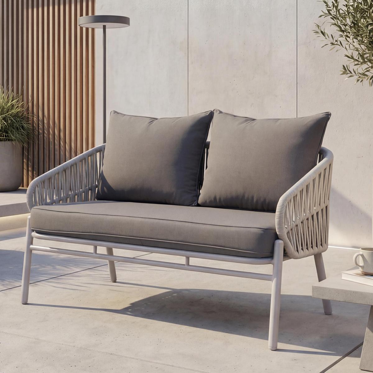 GARTENBANK Hellgrau - Hellgrau, Metall (116/83/65cm) - MCW