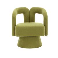 DREHSESSEL 360° Boucle Akzentstuhl Polstersessel für Wohnzimmer & Büro - Olivgrün, Textil (67/74/55cm) - Urban Meuble